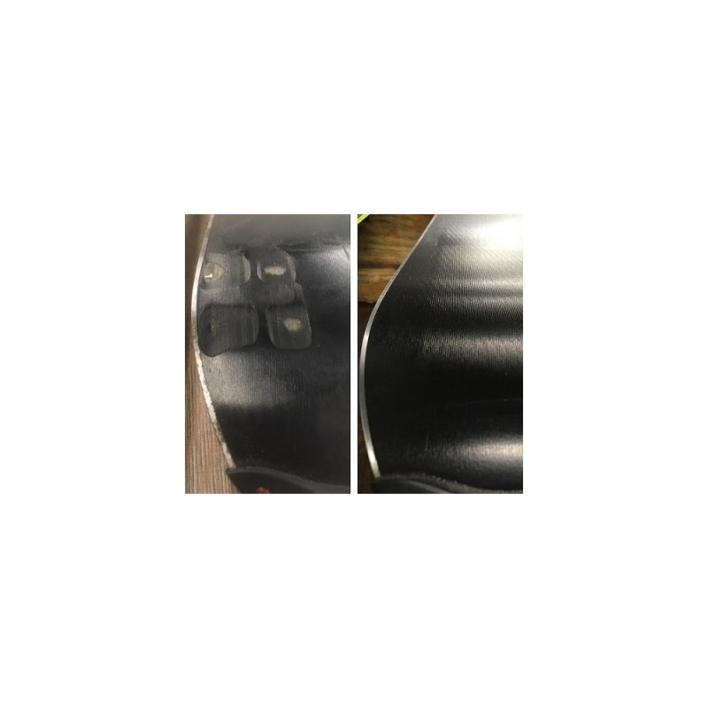 Popravilo drsne obloge na smuči ali bordu vključuje insert in lepljenje.