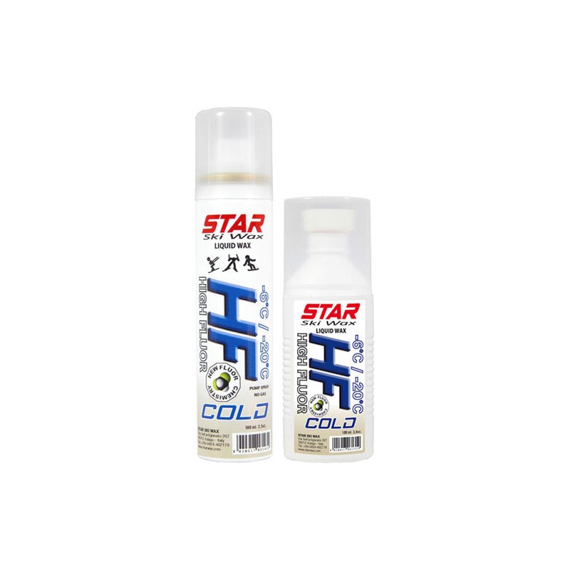 Star Ski Wax HF COLD, tekoči vosek v pršilu ali z gobico.
