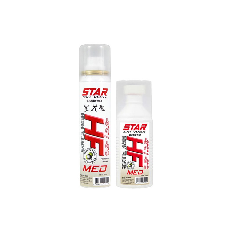 Star Ski Wax HF MED, tekoči vosek v pršilu ali z gobico.