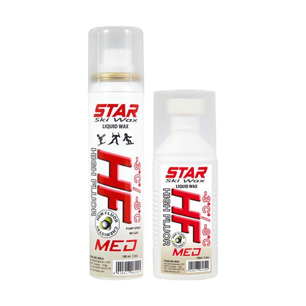 Star Ski Wax HF MED, tekoči vosek v pršilu ali z gobico.