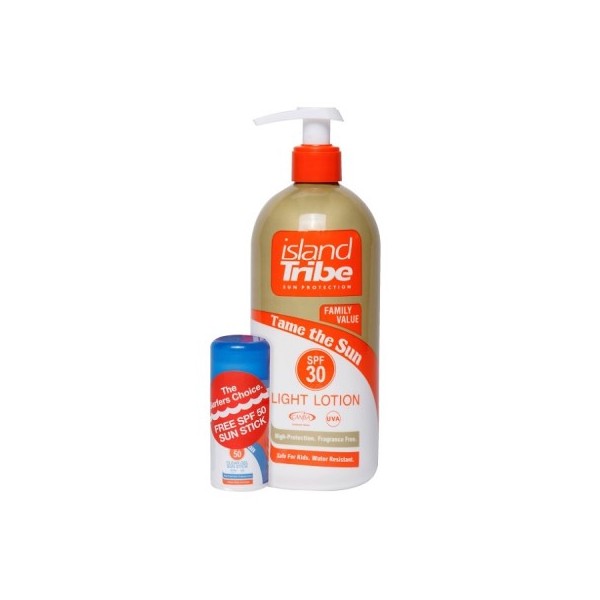 island Tribe losjon za zaščito pred soncem s pumpico, zaščitni faktor 30, 450 ml. *Brezplačno darilo.