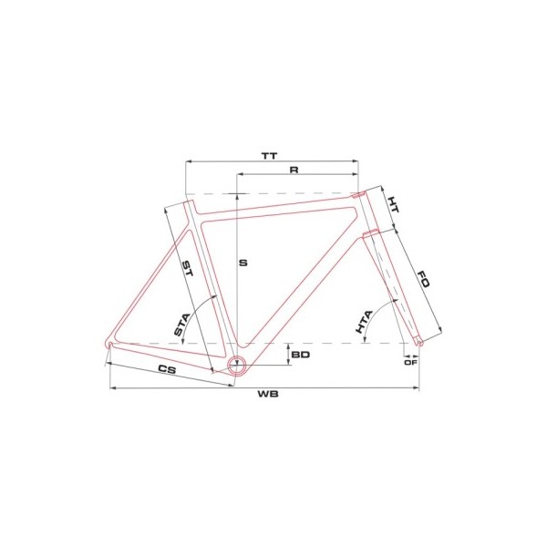 Shema geometrije cestno-mestnega kolesa Drag Oldtimer; velikost okvirja: 17