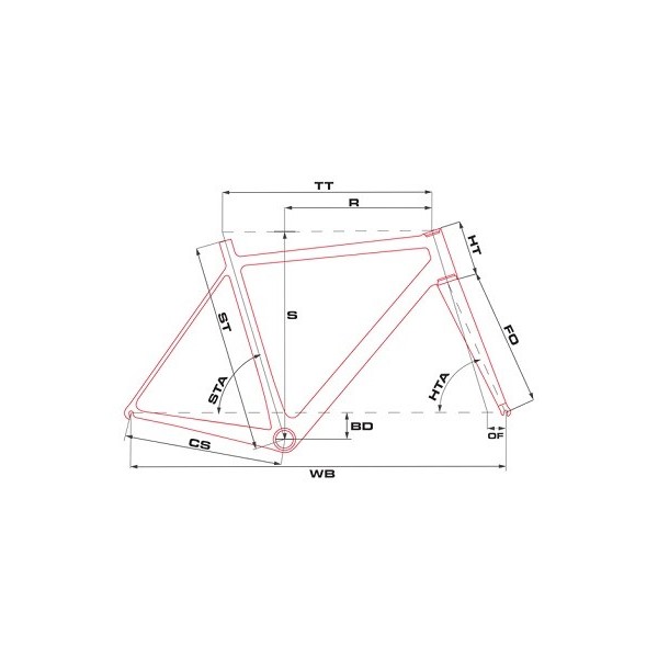 Shema geometrije gorskega kolesa Drag Tundra; velikost okvirja: 18