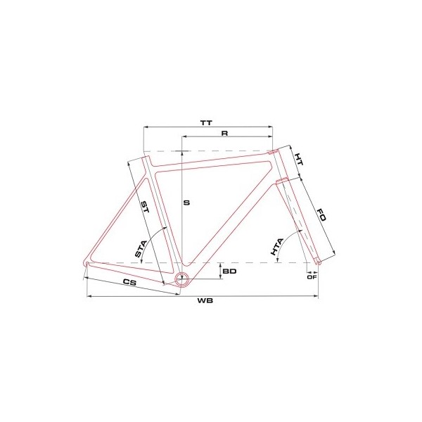 Shema geometrije cestno-gorskega kolesa Drag ZX.