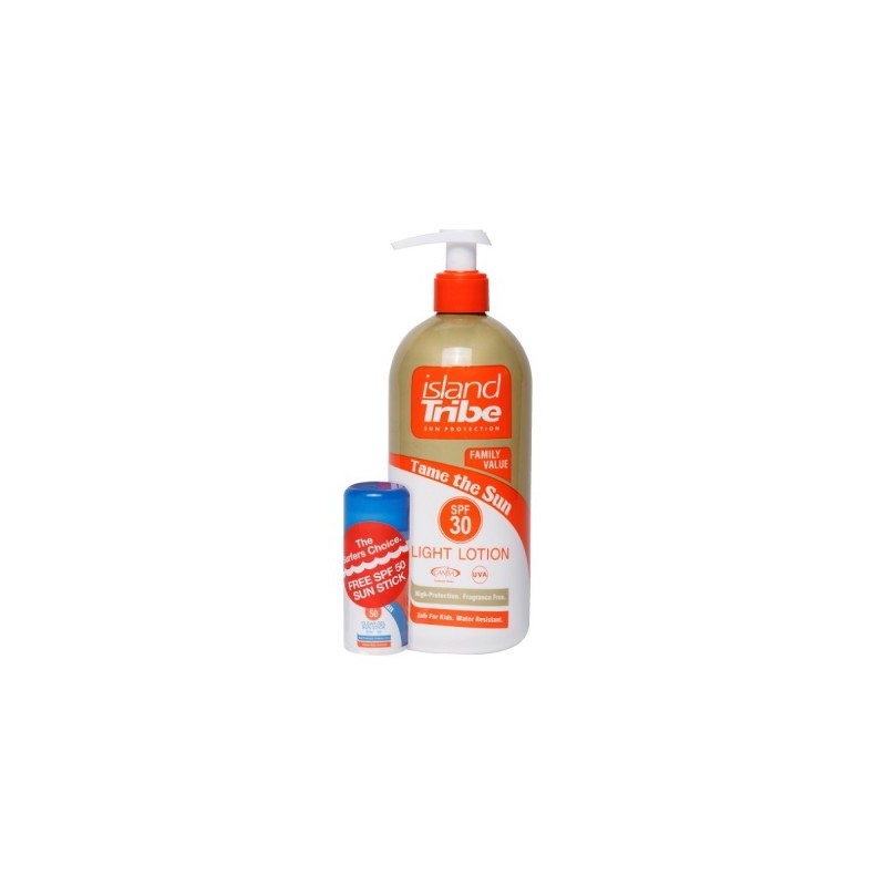 island Tribe losjon za zaščito pred soncem s pumpico, zaščitni faktor 30, 450 ml. *Brezplačno darilo.