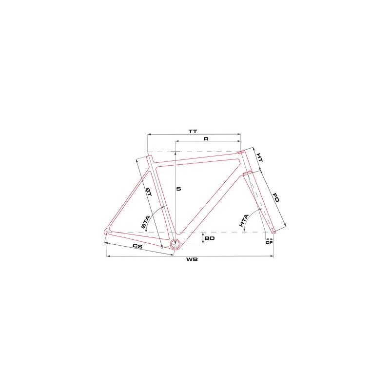 Shema geometrije gorskega kolesa Drag Tundra; velikost okvirja: 18