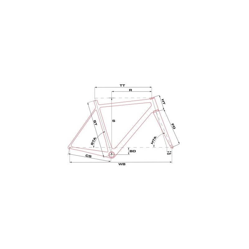 Shema geometrije cestno-gorskega kolesa Drag ZX.
