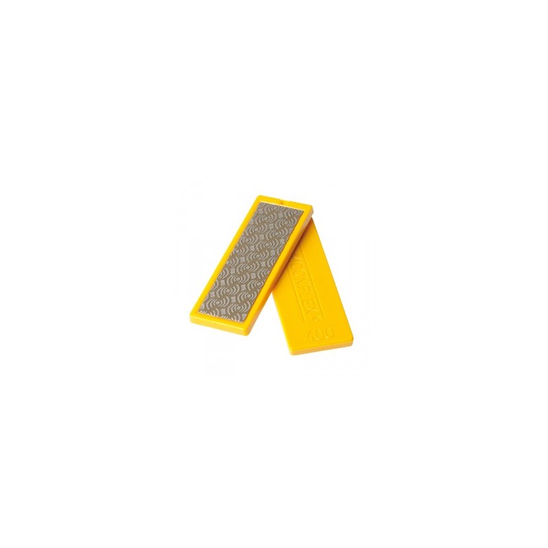 Mini diamantna pila Sorma za servis robnika smuči in snežnih desk z granulacijo 400, v rumeni barvi.